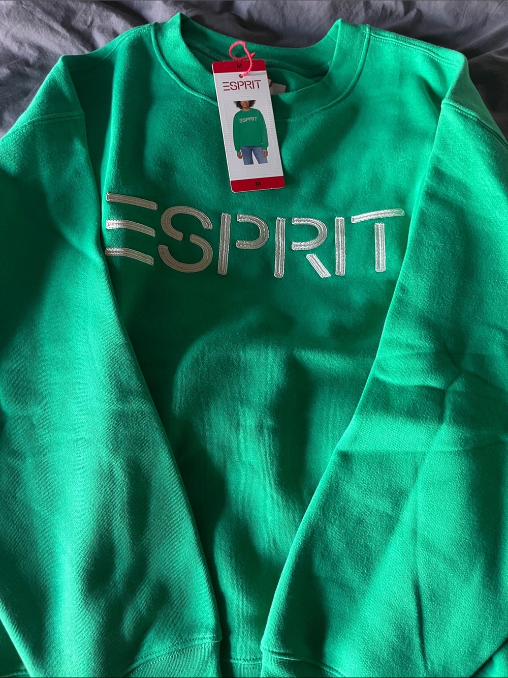 Esprit Green Crewneck Sweatshirt with Silver Logo